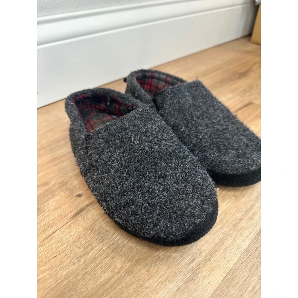 Slipper‎ Loafers Kids Size M 2/3 Charcoal Grey Plaid Lined Cabin Core